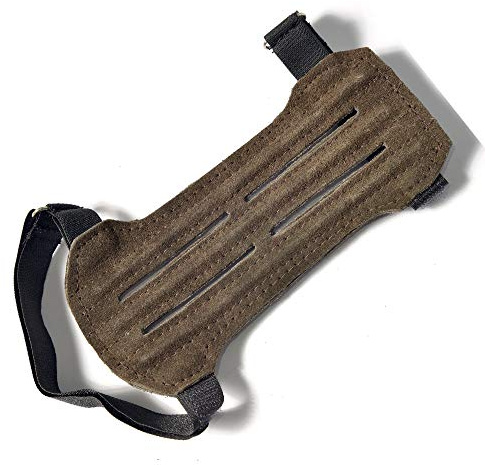 UNIVERSE ARCHERY Leather Arm Guards | Bow Arm Protector 2 Strap Archery Guard in 2 Colors | High-Grade Adjustable Leather Armguard | Hunting Accessories & Archery Sports 19X10CM (Dark Brown)