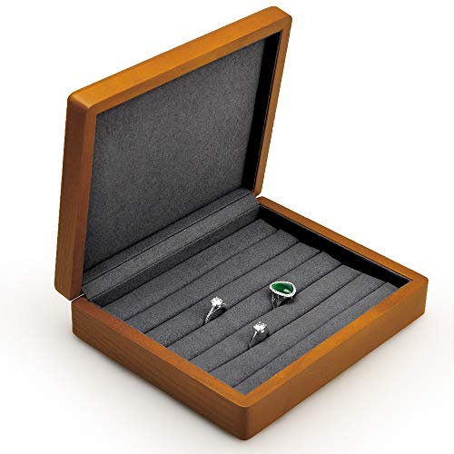 Oirlv Jewellery Storage Box Solid Wood Ring Earrings Organiser | Ring Storage box with Lids, for Christmas, Valentine’s Day and Birthdays，Scratch-resistant Microfibre Lining