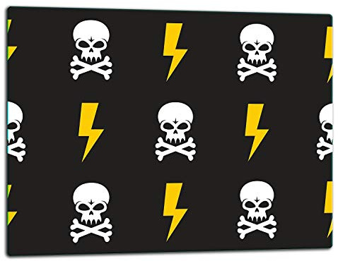 TMK | Tagliere in vetro ceranfeld 1 telig 52 x 40 cm, piastra di taglio in vetro, paraspruzzi, piastra universale in vetro, decorazione nera