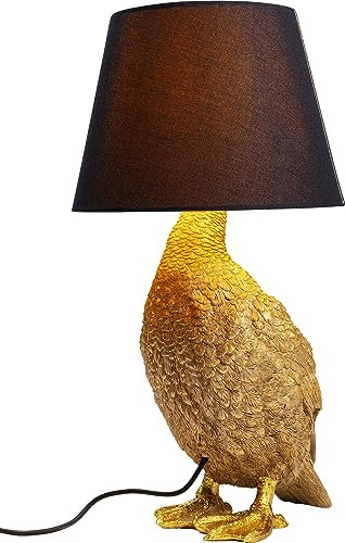 Kare Design Tischlampe Animal Duck Gold/Braun, Entenleuchte, Tiermotiv, Dekoleuchte, Tischleuchte, Schreibtischlampe Kinder, Lampe für Wohnzimmer, Schlafzimmer, 53x31x31 cm (H/B/T)