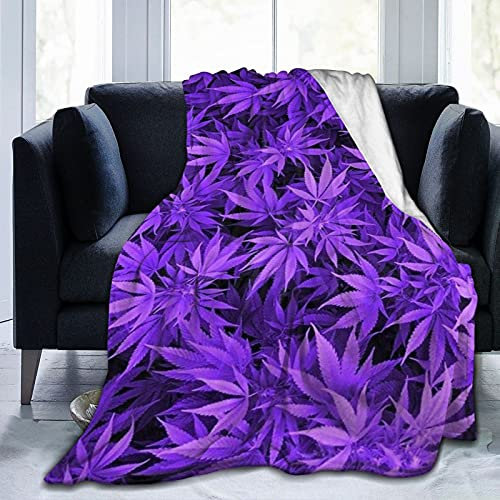 Hdadwy Purple Weed Flannel Fleece Throw Blankets for Bed Sofa Room Home Soft Blanket Warm All Season Throw Plush Blanket 80x60