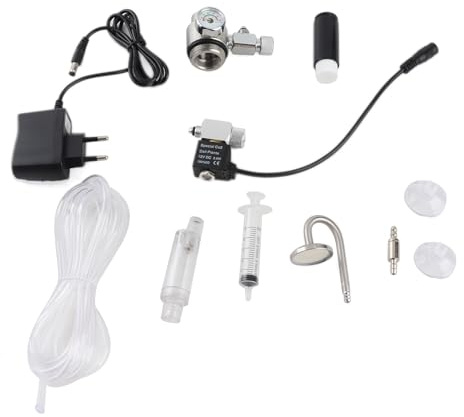 Ailgely Kit de générateur de CO2 5 l pour double aquarium - Système de générateur de cylindre en acier inoxydable CO2 avec valve magnétique, diffuseur à bulles, kit de réacteur de dioxyde de carbone