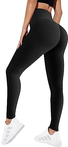 NIBESSER Mallas Deporte Mujer Push Up Leggins Deportivos Mujer de Cintura Alta Pantalones de Yoga Elásticos Ultra Suaves Transpirables para Fitness Correr Yoga Reducir Vientre, A- Negro, S