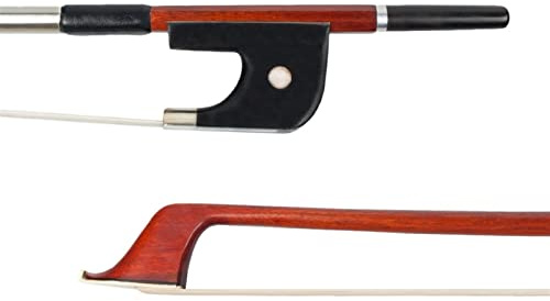 Students Violin Bow Handgjorda Pernambuco Bow För 4/4 Storlek Kontrabassbåge Ebenholts Groda Naturligt Vitt Hästhår