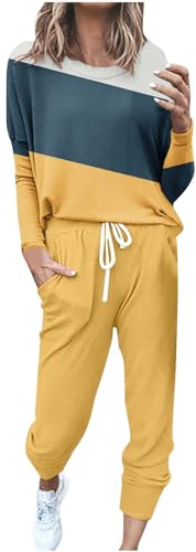 Survetement De Sport Femme, Survêtement Femme Ensembles 2 Pièces Pull Femme Hiver Manche Longue Ensemble Pantalon Femme Grande Taille Sweatshirt Suit Col Rond Pyjama D'Intérieur Tenue pour Jogging