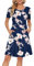 AUSELILY Sommerkleider Damen Kurz A Linie Leicht Und Luftig Elegant Plissee Loose Swing mit Knielangen Taschen Saphirblume M
