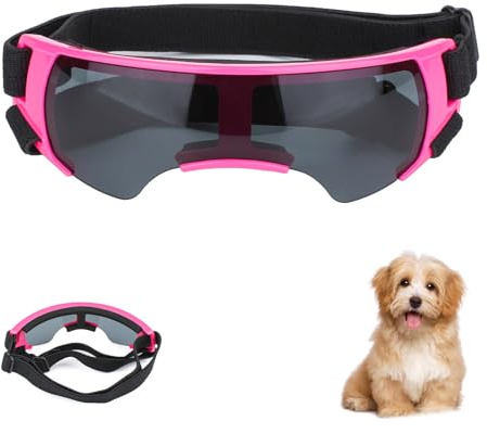 Dog Goggles,Dog Sunglasses,Sunglasses for Small and Medium Dogs,Eye Protection Puppy Glasses,Anti-UV Dog Sunglasses,Waterproof Windproof Pet Goggles,for Driving/Outdoor Activities(Pink)