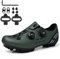 NGARY MTB Schuhe Herren/Damen Mountainbike Fahrradschuhe Kompatible mit SPD 2 Schrauben mit Cleats, atmungsaktive Radschuhe mit Schnalle,Grün,44 EU