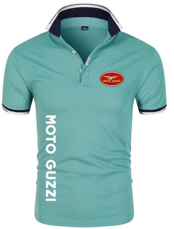 Herren T-Shirt Golf Poloshirt für Moto Guzzi Aufdruck Rugby T-Shirts Jersey Kurzärmlig Leichte Poloshirts Tennis Tops T-Shirt – Geschenk Teenager-Green||4XL