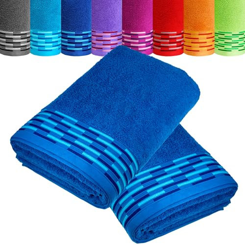 Lashuma großes Duschhandtuch 2er Set Königs Blau, Lugano Frottee Handtücher 70x140 cm