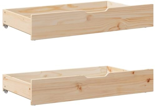 ShGaxin 850923 Lot de 2 tiroirs sous lit à roulettes en bois de pin massif pour rangement de vêtements, chaussures, boîtes de rangement