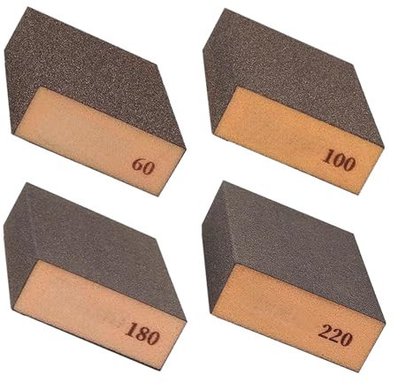4-Pack Wet and Dry Sanding Blocks Dual-Use Sanding Sponges with 60/100/180/220 Grits, Washable, Reusable for Wood, Metal, Wall Polishing Coarse to Fine Grits for Precision Sanding