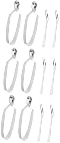 COLLBATH 3 Set Stoviglie Di Lumache Al Forno Forchetta Aperitore Che Serve Vassoio Tostapane Buffet Di Pinze Da Portata Pinze Per Lumache Spillo Cibo Silver Acciaio Inossidabile 4 Pezzi * 3