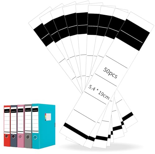 50 Piezas Etiquetas Autoadhesivas 5.4 * 19cm, Etiquetas Adhesivas, Etiquetas de Repuesto, Etiquetas de Repuesto, Etiquetas Lomo Carpeta Autoadhesivas, Pegatinas Blanca para Lomo de Carpetas Ancho