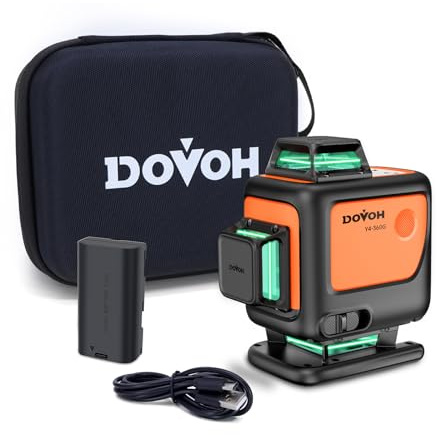 DOVOH 4 x 360° Laser Level, 4D Self-Leveling Green Laser Level Y4-360G