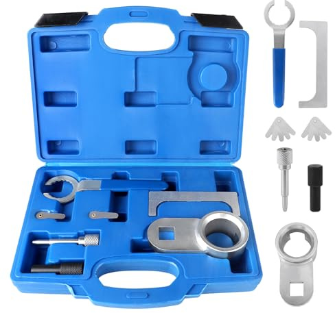 EXLECO Juego de herramientas de instalación del motor para VW T4 Crafter LT 2.4 D y 2.5 TDI, correa dentada, herramientas de temporización, árbol de levas, bloqueo del motor, herramienta de bloqueo de