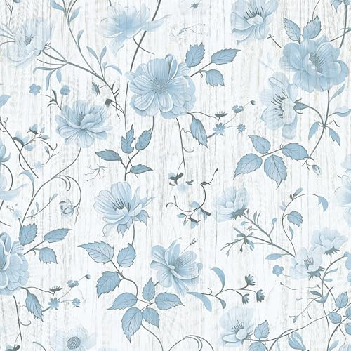 ANLIKY-Pro Carta da parati autoadesiva, motivo floreale, senza cuciture, rimovibile, senza colla, 44 x 300 cm, motivo floreale e vegetale.