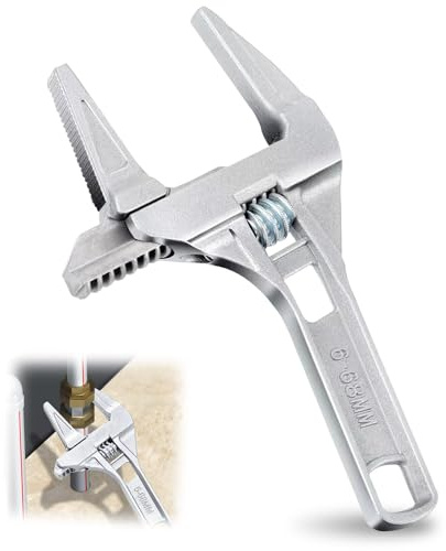 Wide Jaw Adjustable Spanner, Alloy Material 6-68mm Opening Adjustable Wrench, Sink Tap Spanner for Bathroom Washbasin Tube (Silver)