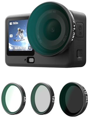 TELESIN filterset VND2-32 CPL för DJI Osmo Action 6, för fastsättning | Härdat HD-optikglas med flera delar | snabb montering | för resor, vlogs och utomhusfotografering