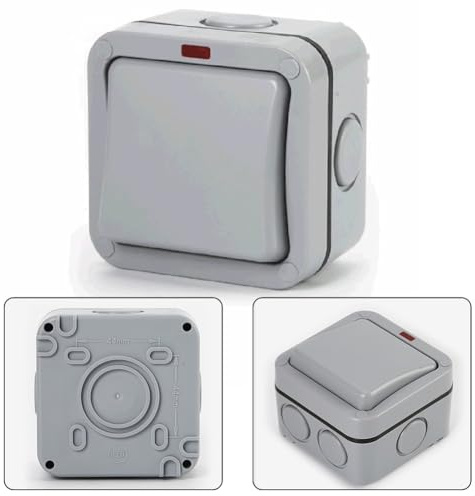 Scatola di giunzione impermeabile 20A per interruttore esterno IP66 ABS impermeabile con anello di tenuta ignifugo, design compatto per spazi ristretti