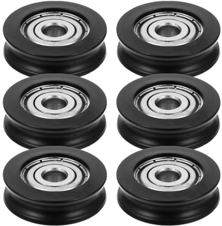 Toddmomy Poleas para Puertas Correderas de Armario, Juego de 6 Piezas, Ruedas de Aleación de Aluminio Recubiertas de Nailon, Tamaño 6x27x8 Mm, Accesorios de Herrajes para Ventanas