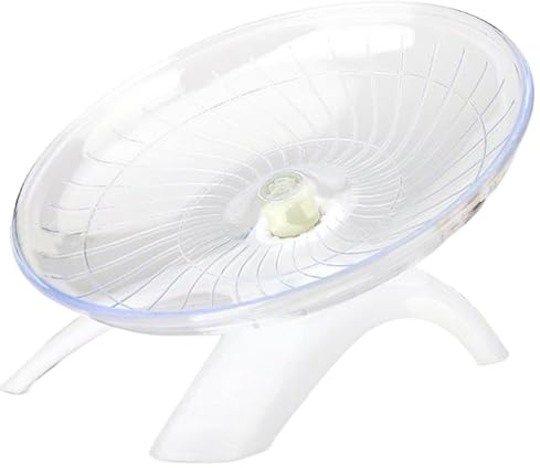 Licsaliwe Hamsterhjul, 18 cm tyst halkfri flygande tefat – träningshjul för dvärghamstrar, gerbil, små djur (vit)