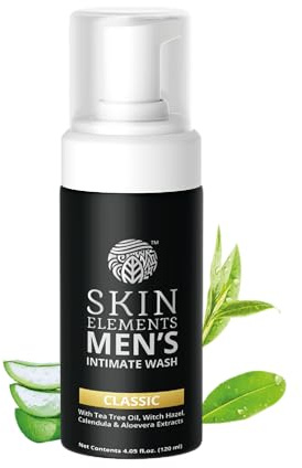 Skin Elements Intimate Wash for Men | pH Balanced Foaming Wash with Tea Tree Oil & Aloe Vera | Soothes, Refreshes & Maintains Hygiene | 4.05 fl. oz. |