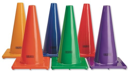 S&S Worldwide Heavy Duty Flexible Vinly Poly Cones 18 High, Set of 6. Extra Thick Soft Molded Vinyl with a Wide Stable Base