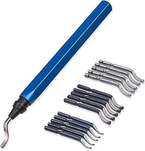 ASelected Deburring Tool Set with 15 Pcs 360 Degree Rotary Deburr Blades, Metal Deburring Tool Kit Burr Remover Tool for Plastic, Steel, Aluminum, Copper, Iron, Brass and Metal Work