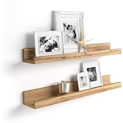 MOBILI FIVER, Par de estantes para Cuadros First, 80 cm, Color Madera rústica, 80 cmx13 cmx8 cm, Aglomerado y Melamina, Estante de Pared para Habitación, Entrada, Salon, Oficina, Made In Italy