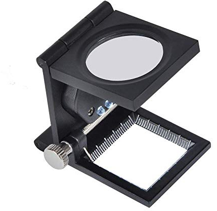Lente d'Ingrandimento in Tessuto - LED Pieghevole Quadrata 10X - Strumento Ad Alta Definizione per Orologiaio e Gioielliere