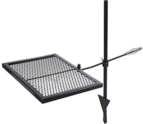 Lineslife Swivel Campfire Grill Grate, Adjustable Heavy Duty Steel Open Fire Grill Rack, Fire Pit Grill Grate Over Fire Pit with Carrying Bag for Outdoor Camping BBQ, Rectangle Black