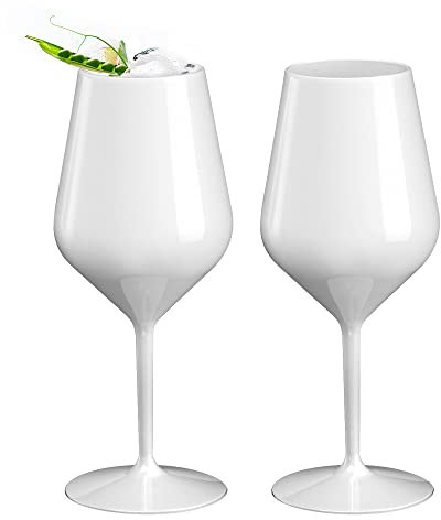DoimoFlair Lot de 2 verres à vin en plastique incassables Blanc 47 cl