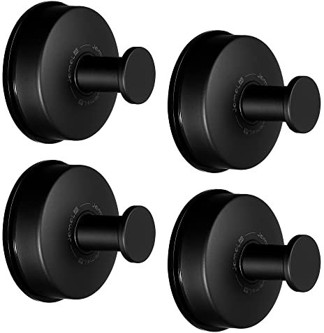 JOMOLA Ganchos Ventosa de Vacío Colgador Ventosa Ultra Fuerte Toalleros de Gancho para Baño Cocina Sin Agujeros Ganchos Ventosa para Pared Colgador Ganchos de Succión 4 Piezas Negro