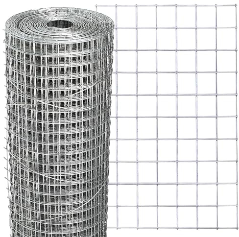 Hardware Cloth 16'' x 10' 1/2 in Galvanized Wire Mesh Roll (19 GA) Chicken Wire Fence Roll for Chicken Pen/coop Fences, Screen mesh, Rabbit/Snake Fences, Poultry enclosures, Handicraft Making, etc.