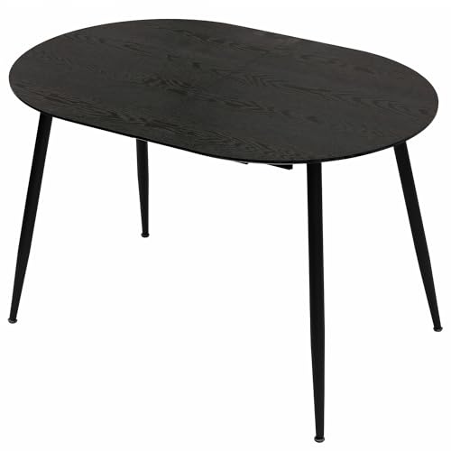TRISENS Tavolo da pranzo Rodrigo allungabile 120-150-180 x 80 cm, 4-10 persone, tavolo da cucina ovale con struttura in metallo, per cucina, sala da pranzo, effetto legno, colore: nero