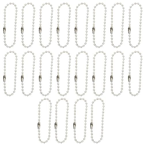 LuLiyLdJ 20 Stück 12 cm silberne Edelstahlkette, Schlüsselanhänger, Kugelkette für Halskette, Schlüsselanhänger zum Basteln