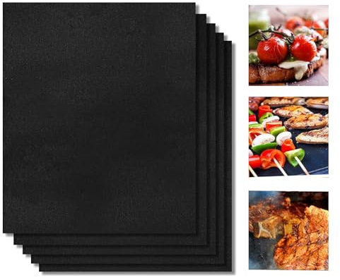 BBQ Grillmatten - 5er-Set Grillmatten 40x33 cm - Antihaft-Grillmatten - leicht zu reinigen - wiederverwendbar - geeignet für Holzkohlegrills, Elektrogrills, Backöfen, Gasgrills