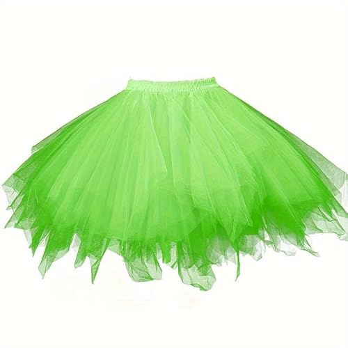 Boolavard Adulto Donna Anni '80 Gonna tutù a Strati Sottoveste in Tulle tutù di Halloween (IT, Testo, S, M, Regular, Regular, Verde Chiaro)