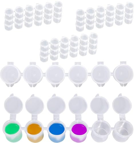 Kiuiom 60PCS Strisce Di Vernice Vuote,Mini Barattolo Di Vernice,Vasi Di Vernice Vuoti,Vasi Per Pittura Con Coperchi,Vuote Per Vasi Di Vernice,Per Pittura Contenitori,3ml
