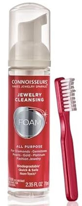 Connoisseurs Foam Cleaner & Jewellery Cleaning Cloth | Jewelry Cleaner Foam Cleanser Jewellery Solution & Gold, Pearl, Diamond & Silver polishing Cloth | Clean, Shine & Protect
