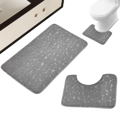Dmuzsoih Alfombra de baño absorbente, juego de 2 alfombrillas antideslizantes para baño, cocina, hogar, inodoro, oficinas