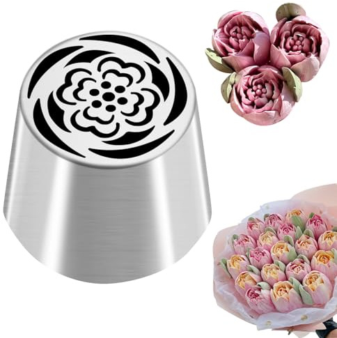 FATUXZ Russian Piping Tip, Stainless Steel Extra Large Piping Tip for Cake Decorating, Pastry Cupcake Flower Frosting Piping Kit Cake Decorating Supplies Floral Icing Nozzles Kitchen Gadgets, SL44