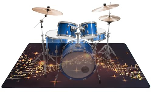 OUUTMEE 160 x 120 cm, alfombrilla antideslizante para batería electrónica, accesorios para batería jazz, protección del suelo (notas musicales)