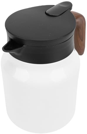 SIXRUN Durable 316 Stainless Steel Insulated Thermal Kettle with Proof Lid, 1000ml Vacuum Kettle for Coffee and Hot Water (White)