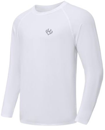 Vankee Camisetas Deporte Hombre Secado Rápido Respirable Camisetas Manga Larga Camiseta Funcional Ligera de Shirt UV Protección Top Cuello Redondo Holgado Shirts Aplicable Correr Fitness Entrenamiento