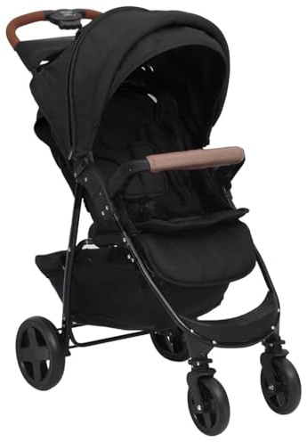 QUAHEAS Passeggino combinato 2 in 1 in acciaio antracite con funzione sdraio e tettuccio parasole regolabile, pieghevole e leggero, compatto per esterni, viaggi e aereo, con sospensione e cintura a 5