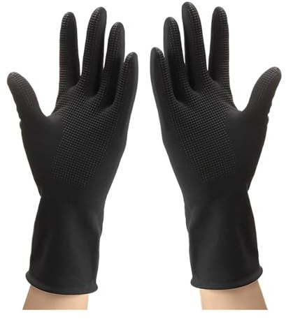 Rengöringshandskar, Vattentäta latexhandskar for kök, rengöring, tvätt, diskhandskar(Black L)