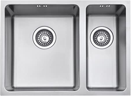 JASSFERRY Lavello da cucina in Acciaio Inox Spazzolato, Sottomontante Lavandino, con set di rifiuti, una vasca e mezzo