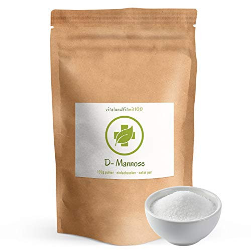 D-Mannose Pulver 100 g - Einfachzucker - aus Mais gewonnen - naturbelassen, vegan, rein - geeignet für Allergiker und Diabetiker - Zuckeralternative, Süßstoffalternative - OHNE Hilfs- u. Zusatzstoffe